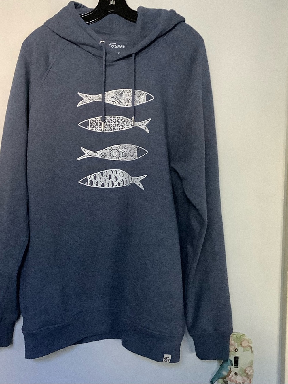Unknown Brand Navy Fish Graphic Hoodie Sweatshirt